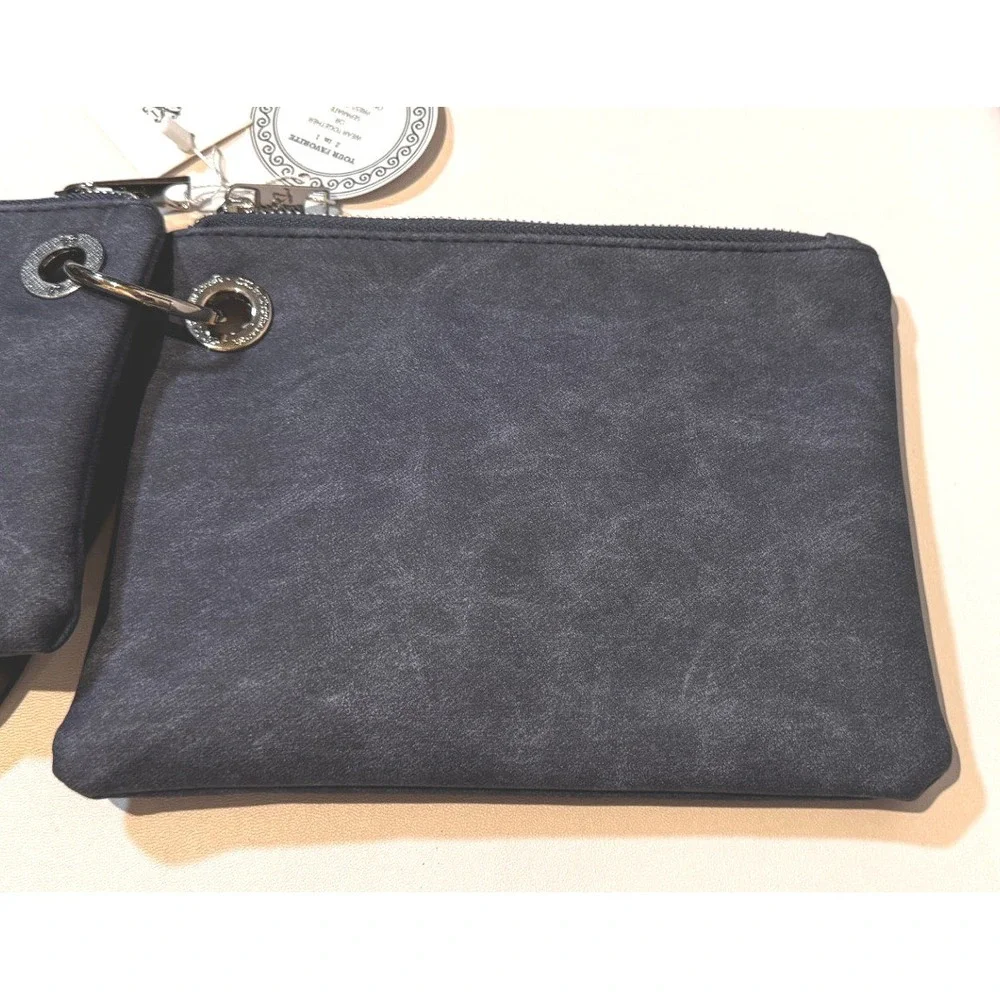 CXL by Christian Lacroix Wristlet Pouch Indigo‎ Denim Blue 2-in-1 Vegan Leather